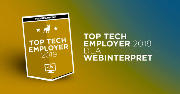 Webinterpret z tytułem Top Tech Employer 2019