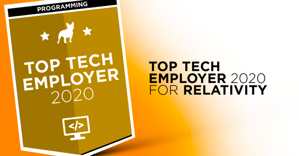 Relativity with the title of Top Tech Employer 2020